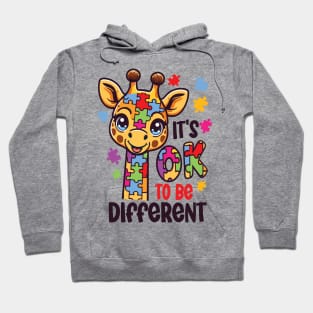 It's Ok to be Different Autism Awareness Giraffe Support Hoodie